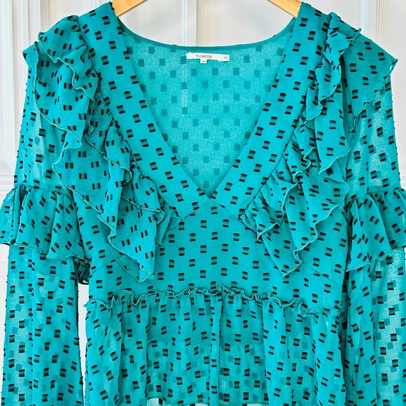 Tularosa Mabel Ruffle Top in Teal NWOT Size XS - Picture 8 of 10